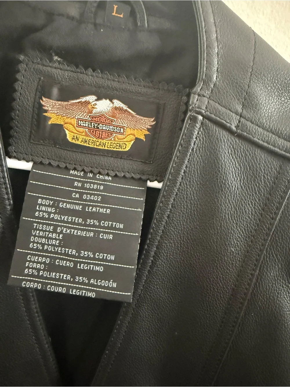Harley Davidson Black Genuine Leather Lace-Up Biker Vest